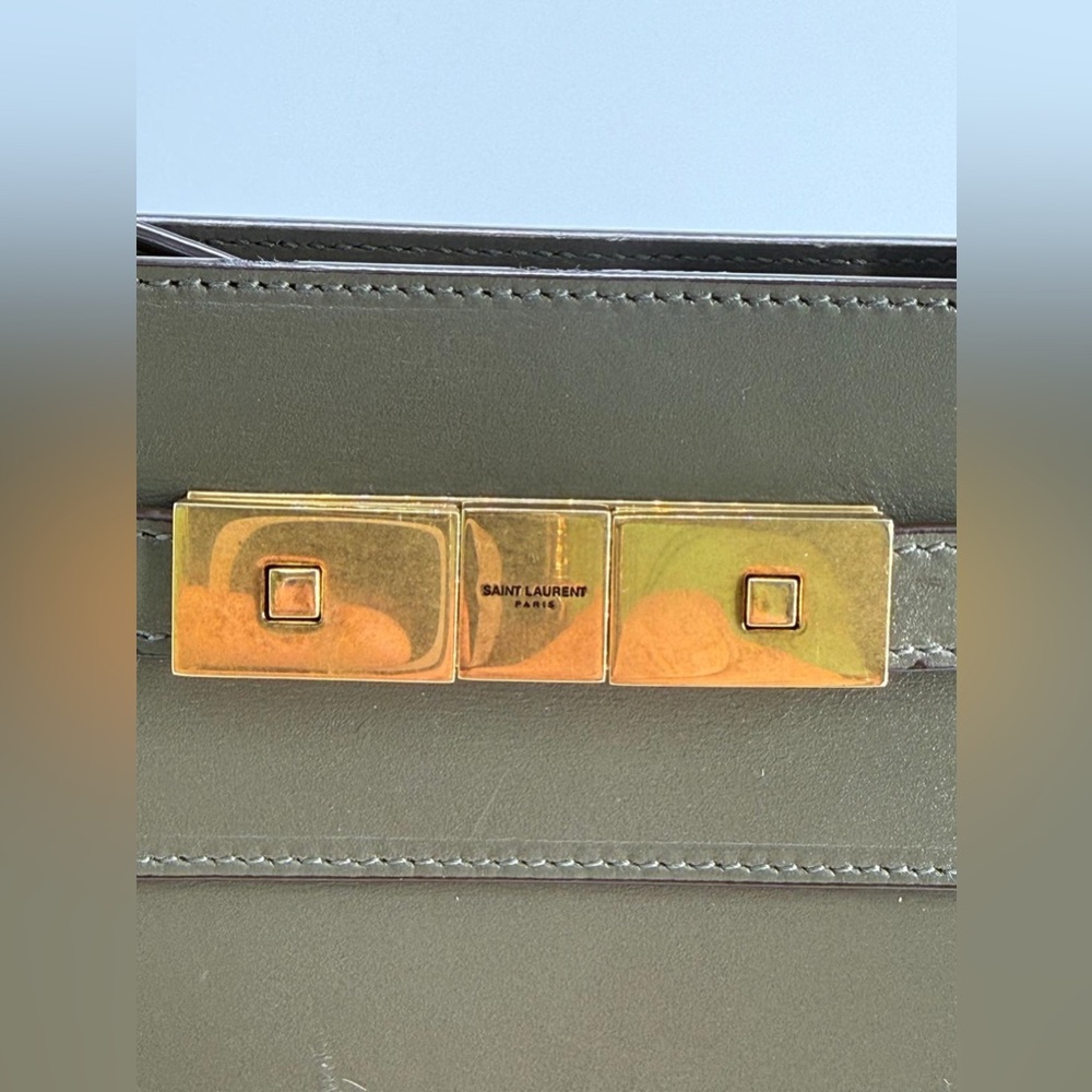 Saint Laurent Manhattan Green Leather Shoulder Bag - Picture 8 of 16
